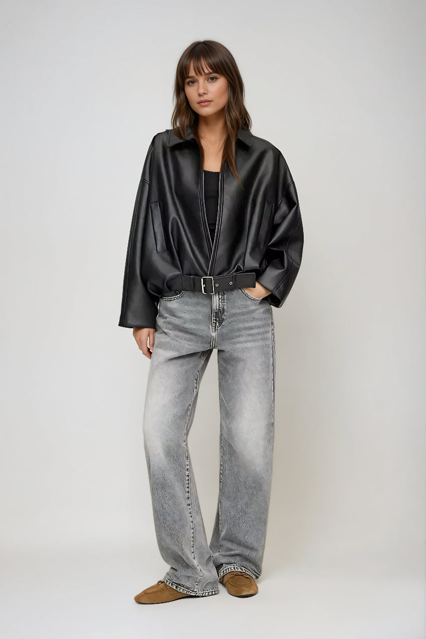 Celina – Retro eko usnjena jakna z brezčasnim šarmom