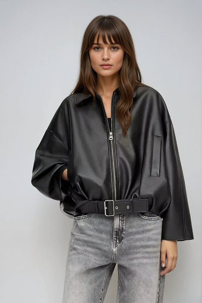 Celina – Retro eko usnjena jakna z brezčasnim šarmom