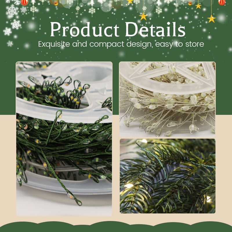 🎄 Predbožična akcija – 50 % popust 🎁 Svetlobna veriga iz bakrene žice z učinkom ognjemeta