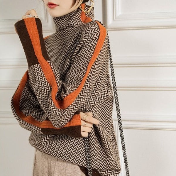 Mala – ženski pulover s kontrastnimi črtami