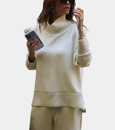 Mavella – Dámská teplá souprava s vysokým límcem a širokými kalhotami