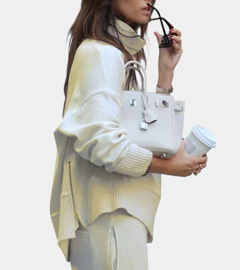 Mavella – Dámská teplá souprava s vysokým límcem a širokými kalhotami