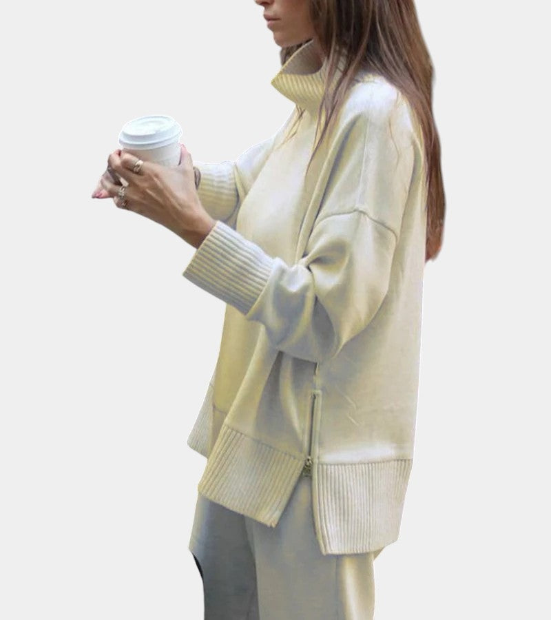 Mavella – Dámská teplá souprava s vysokým límcem a širokými kalhotami