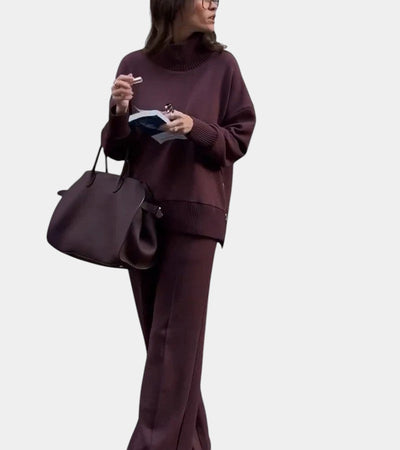 Mavella – Dámská teplá souprava s vysokým límcem a širokými kalhotami