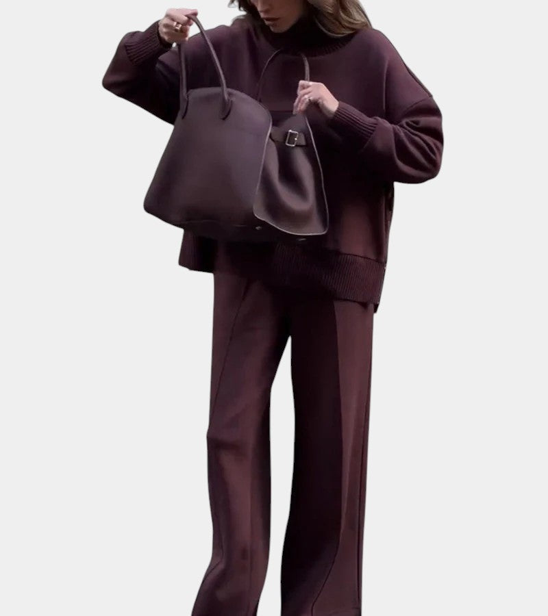 Mavella – Dámská teplá souprava s vysokým límcem a širokými kalhotami