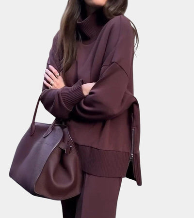 Mavella – Dámská teplá souprava s vysokým límcem a širokými kalhotami